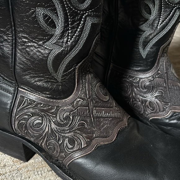 Teskey’s Black Western Embroidered mens cowboy Boots size 11.5 - made in USA - Picture 12 of 12
